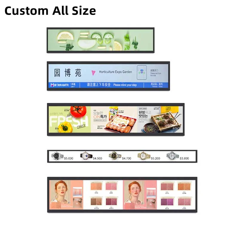Android Shelf Edge Display 19 23 24 35 36 48 Inch  ultra Wide Monitor Wall Mount Stretched Stretch bar Type Lcd Screen Display