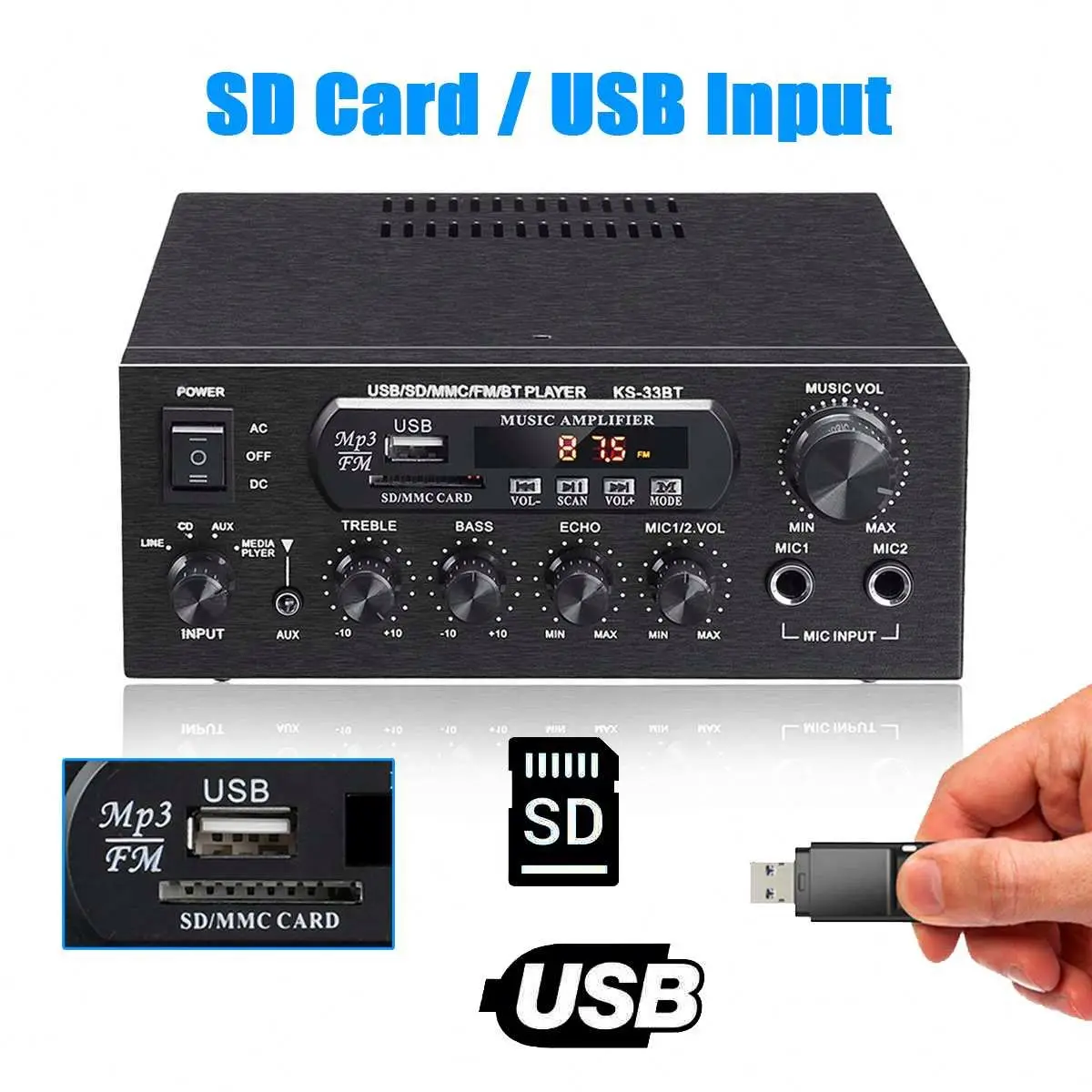 KS-33BT HiFi Digital Amplifier - Bluetooth Stereo, USB, FM Radio