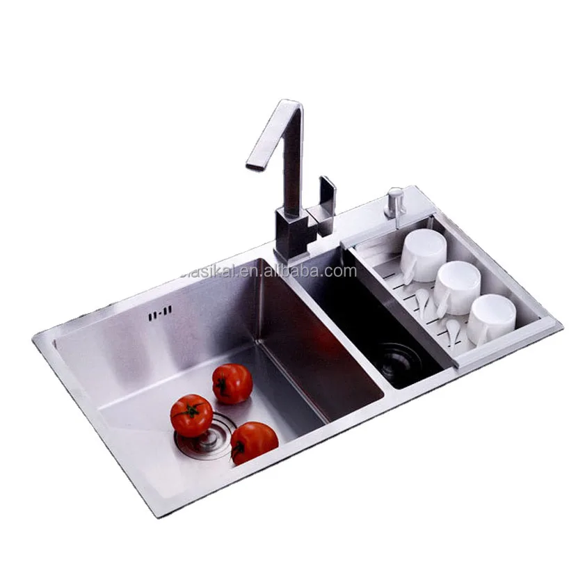 Kitchen Sink German Style Good Quality 304 Stainless Steel Square Above Counter Basin Brushed Single Bowl,double Bowl 5pcs/ctn