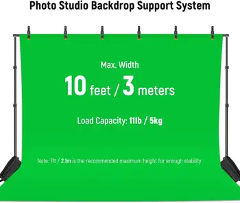 Neewer 10ft/3m Wide 6.6ft/2m High Adjustable Background Stand with 4 Crossbars Photo Studio Backdrop Support System detail image