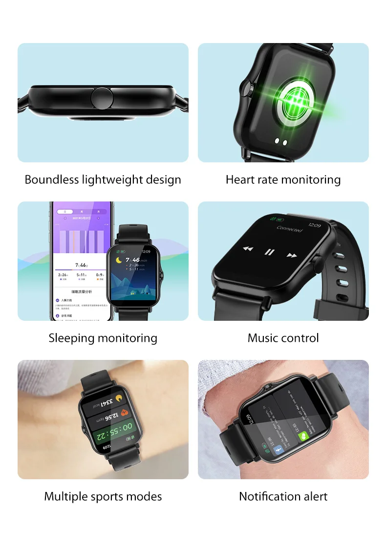 New Product 1.69 Inch Square Screen S38 Smart Watch Multiple Watch Dials Heart Rate Pedometer Gloryfit Men Women Smartwatch (2).jpg