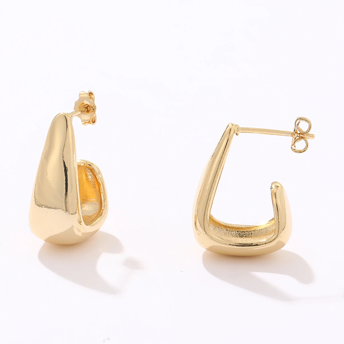 Round Chunky Hoops, 14k Plated Gold