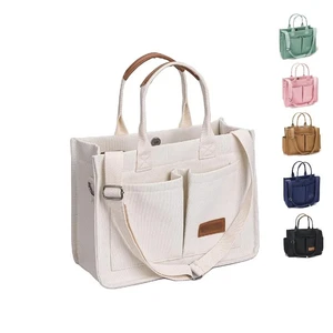 Women's Large Laptop Crossbody Shoulder Handbag Multi-Pocket Canvas Tote for Everyday Everything Custom Logo Pattern Reusable