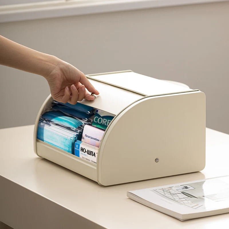 Vintage Kitchen Metal Bread Storage Canister White Farmhouse Desktop Sealing Storage Bread Box