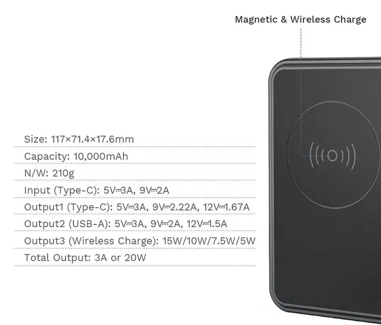 Original Mini Slim Portable Charger Type C Mag safe Powerbank 10000 mAh Magnetic Wireless Charging Power Bank
