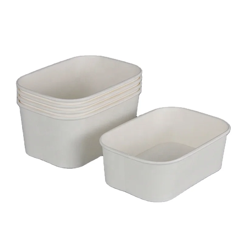 1000ml White Cardboard Square Paper Bowls