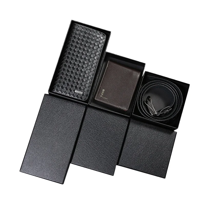 product jinyong custom logo base and lid exquisite black paper gift box acceptable hot stamping printing box for wallet and belt-41