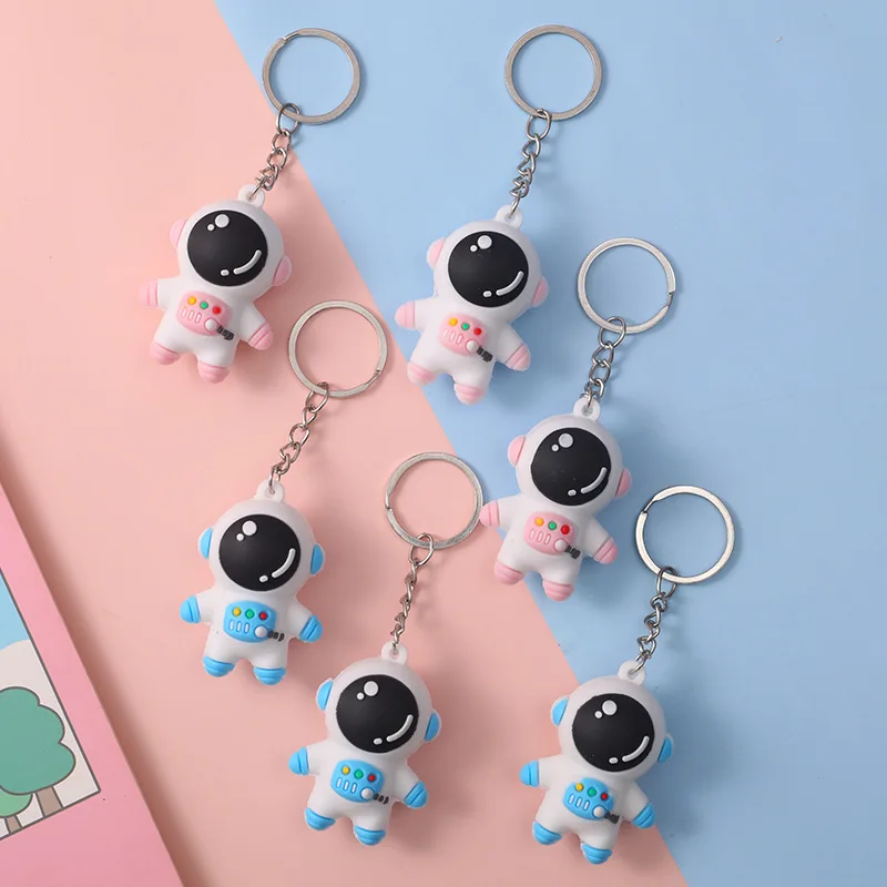 Cartoon Astronaut Keychain PVC Soft Rubber Keyring Student Backpack Pendant Small Gift Key Accessories Wholesale 2