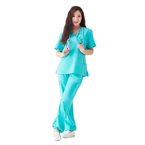 2026 Hospital Stretchy Beautician Uniforms Nurse Short Sleeve Medical Scrubs Uniform Wholesale Breathable Women Scrub Set