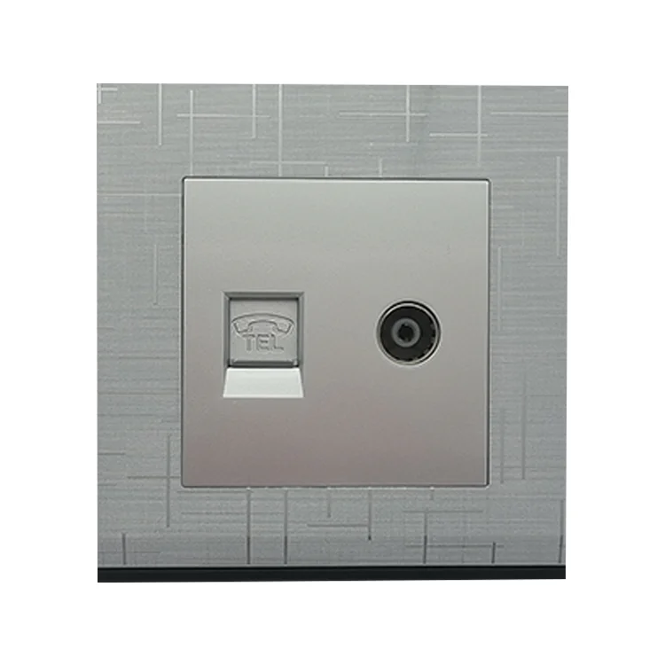 VNX Factory Deliver Selling UK Standard One Gang Telephone Socket With 1Gang TV Socket Silver Color PC Material for Home