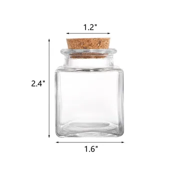 コルク蓋付きの新しいデザインのミニ装飾ガラススクエアボトル