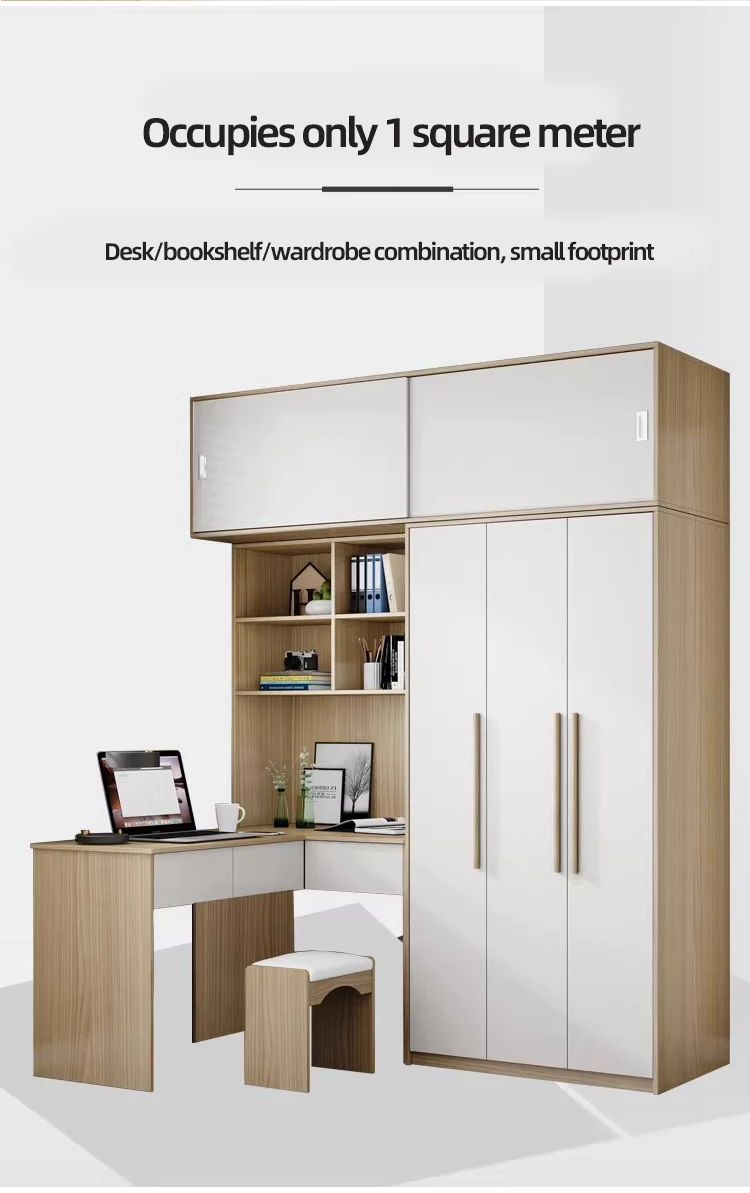 Modern Multi-Use Solid Wood Armoire Wardrobe with Integrated Desk for ...