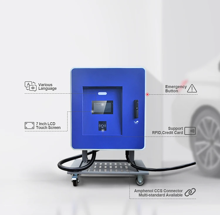 Movable Ev Dc Fast Mobile Ev Charger Ocpp Charging Station 7inch Touch