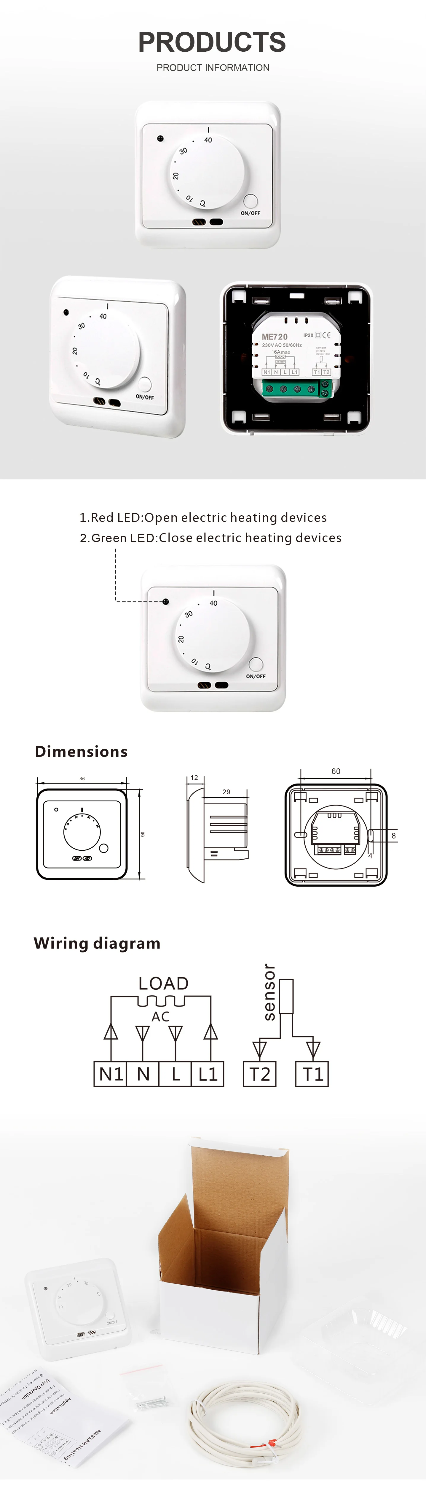 Manual Room Thermostat For Floor Heating 16a Buy Easy Heat Thermostat