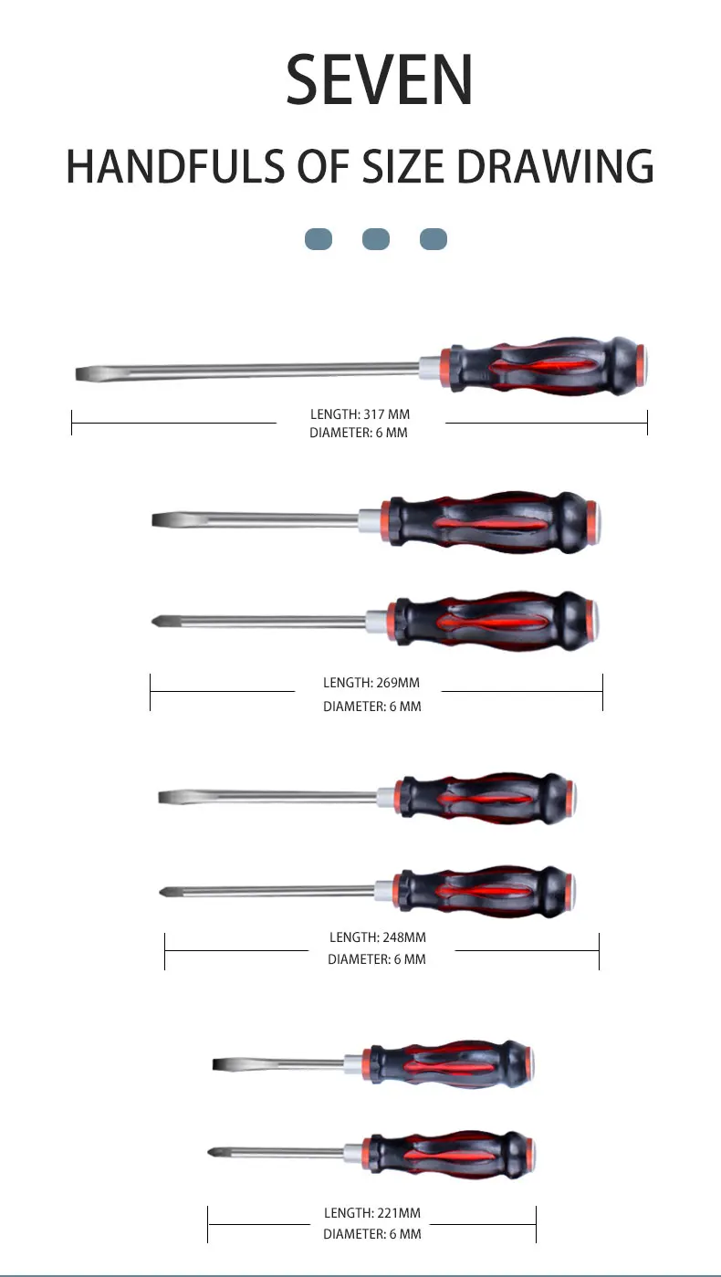 Multifunction Professional Hand Screw Driver Tools Crv Pozi Torx Screwdriver Set With Tpr Handle