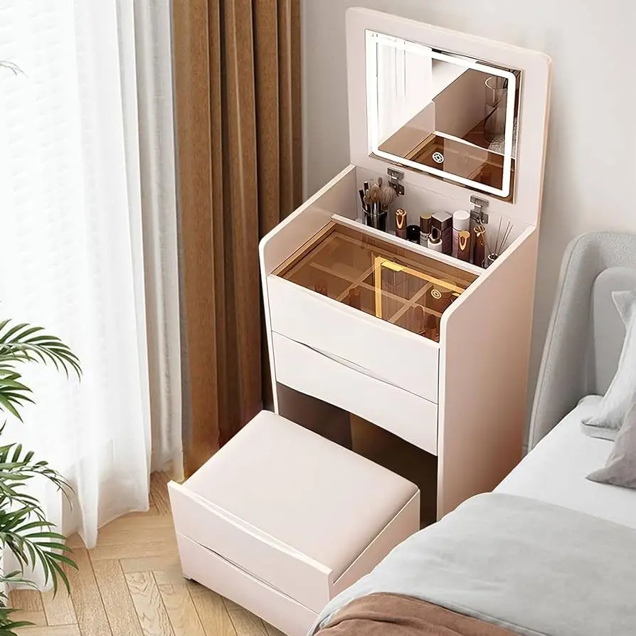 Modern Dressing Table Storage Cabinet Stand Integrated White with ...