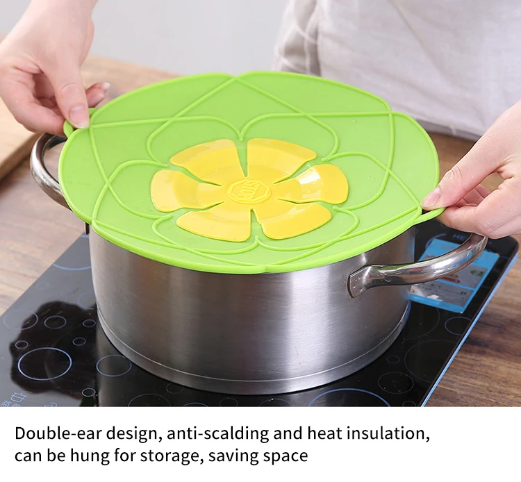 Kin Glass Lid Kitchen Multifunction Anti Spill Food Grade Silicone Pot