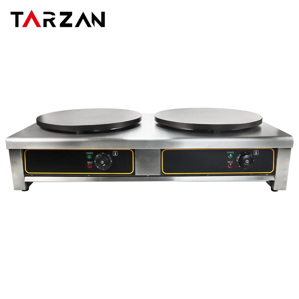 Factory price Restaurant Stainless Steel Crepe maker 2 Plates Pancake Machine Electric Crepe Makers for sale