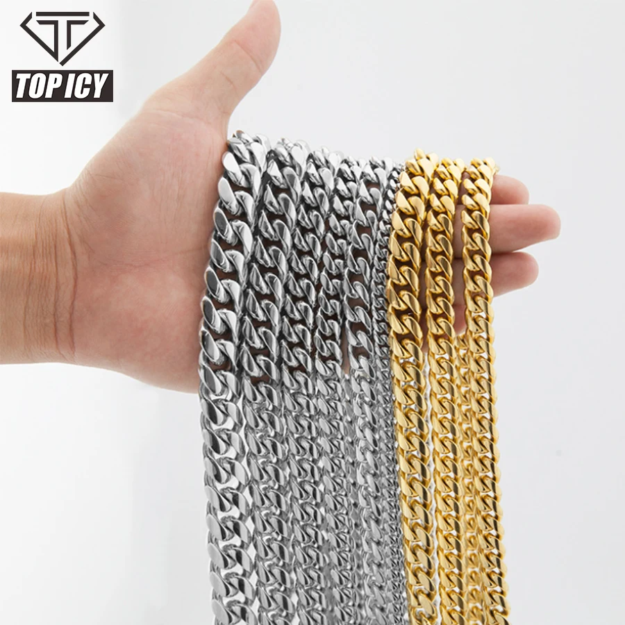 8mm Stainless Steel Cuban Link Chain and Bracelet