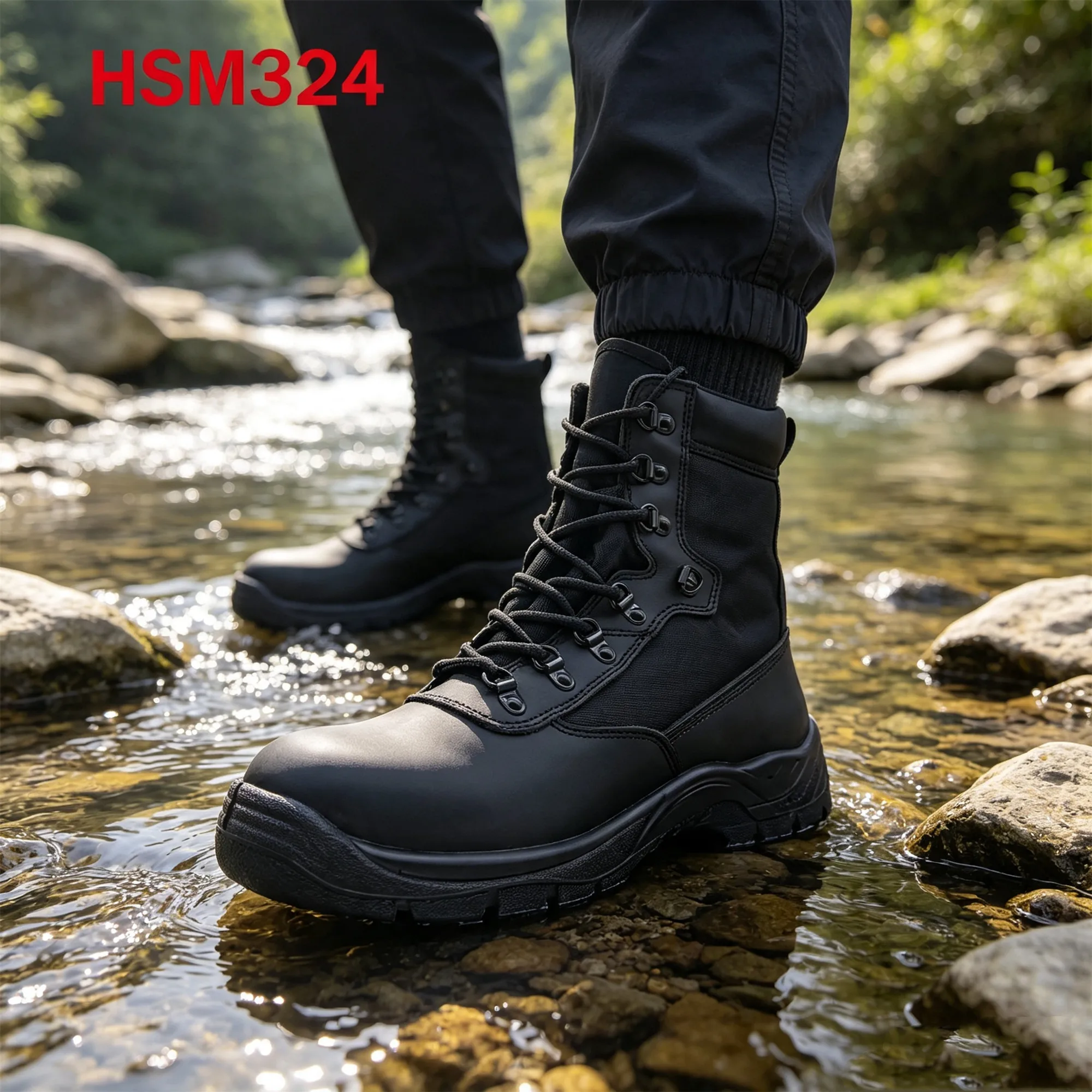 ZYF,Geological Survey Waterproof Membrane Design Men Leather Boots Outdoor Gear Full Grain Leather Hua Singh Combat Boots HSM324
