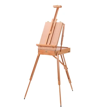 Factory-direct-sale Beech Wood French-style Easel with Drawers and Wheels for Storing Painting Brushes in Italy