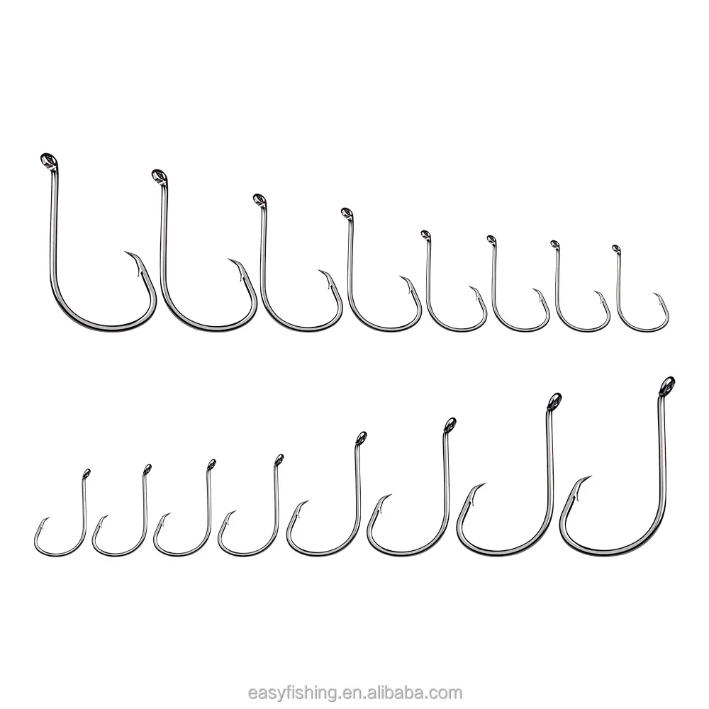 7384 100pcs/bag 2x Strong Circle Hooks Catfishing Tackle Octopus Offset