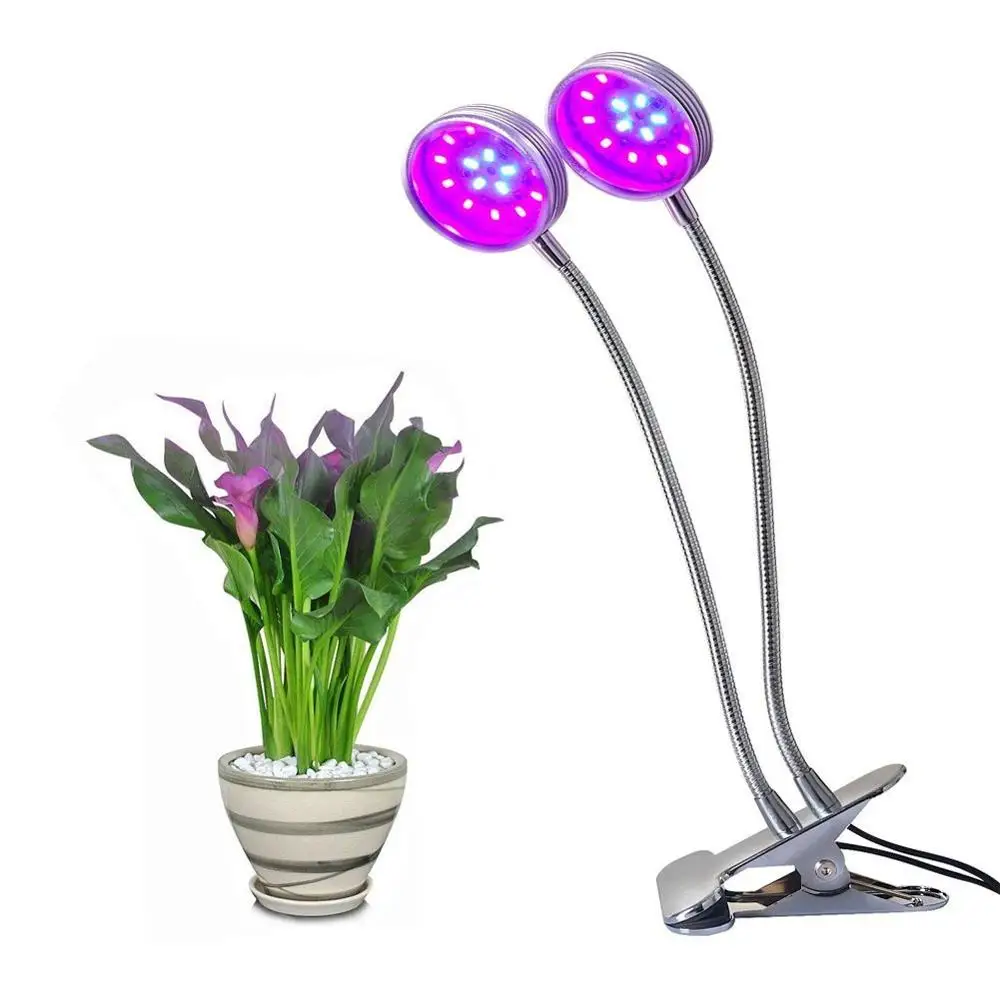 USB Dimmable Dual Head Desk Clip 18W 40pcs LED Horticultural Round Plant Growing Lamps
