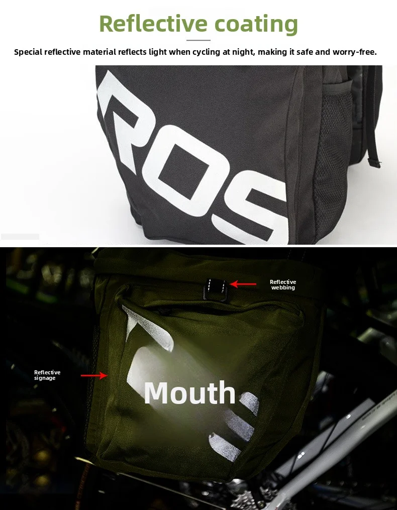 Waterproof Polyester Bicycle Saddle Bag With Detachable Strap And Double-sided Rear Rack, Suitable For Mountain/road_voghion.com