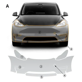 Car Bumper Paint Protection Film, Clear PPF Bumper Sticker Kit, TPU, Scratch Resistant, for Tesla Model Y 2020, 2021, 2022, 2023