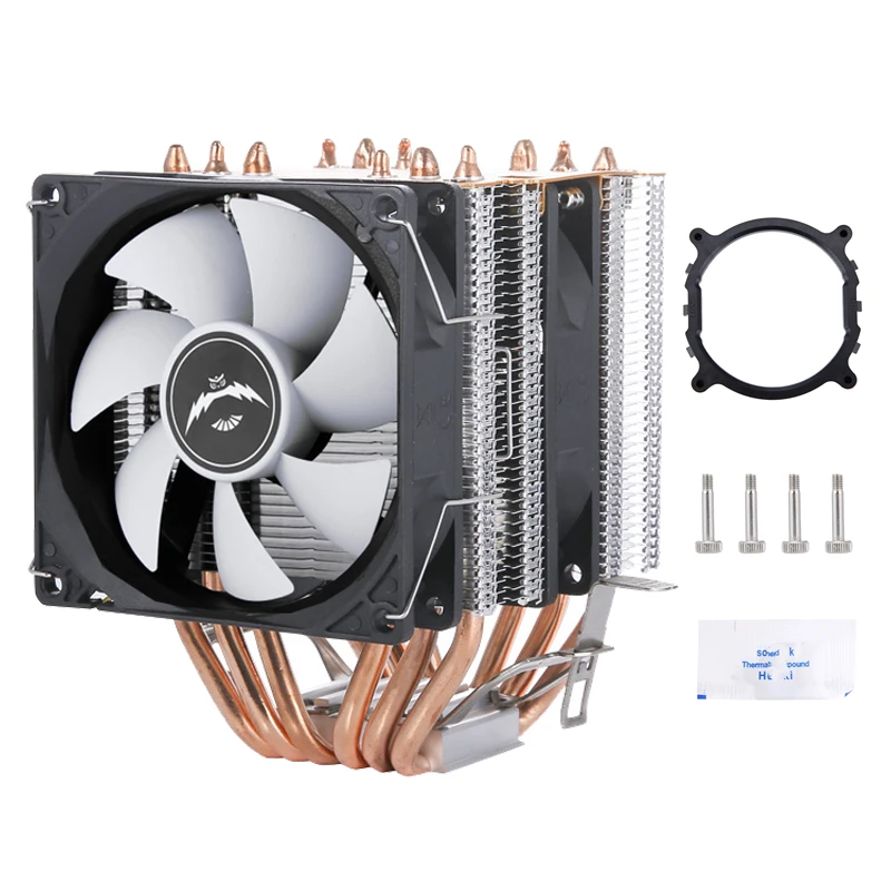 QiuzAim Copper Tubes Fans Quiet 12V CPU Cooler Intel LGA 2011 X79 X99  AMD AM5 AM4 AM3 AM2 4PIN Connector Desktop PC I7 I5 I3