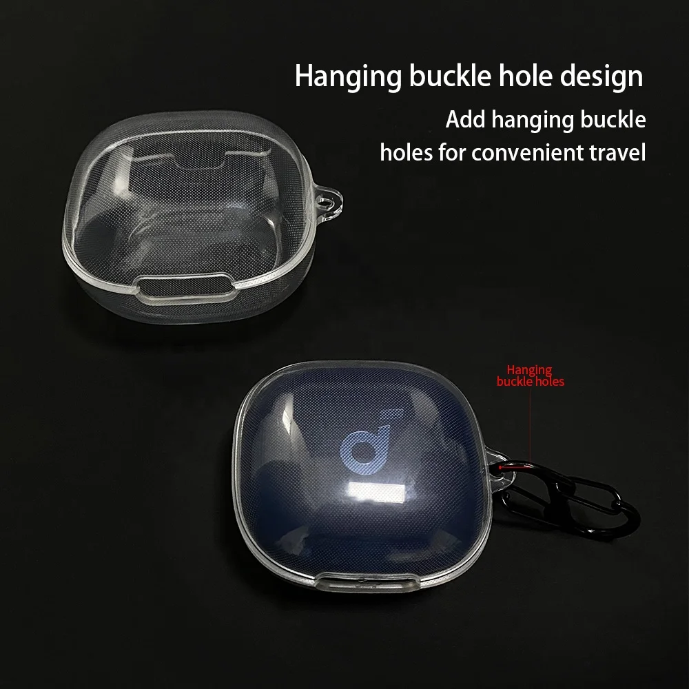 Transparent Earphone Case for Soundcore P40i Soft TPU Protective Cover with Hook