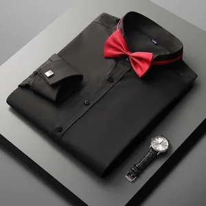 High Quality Fashion Dress Solid Color Business Clothes Men's Long Sleeve Dress Shirts for Men