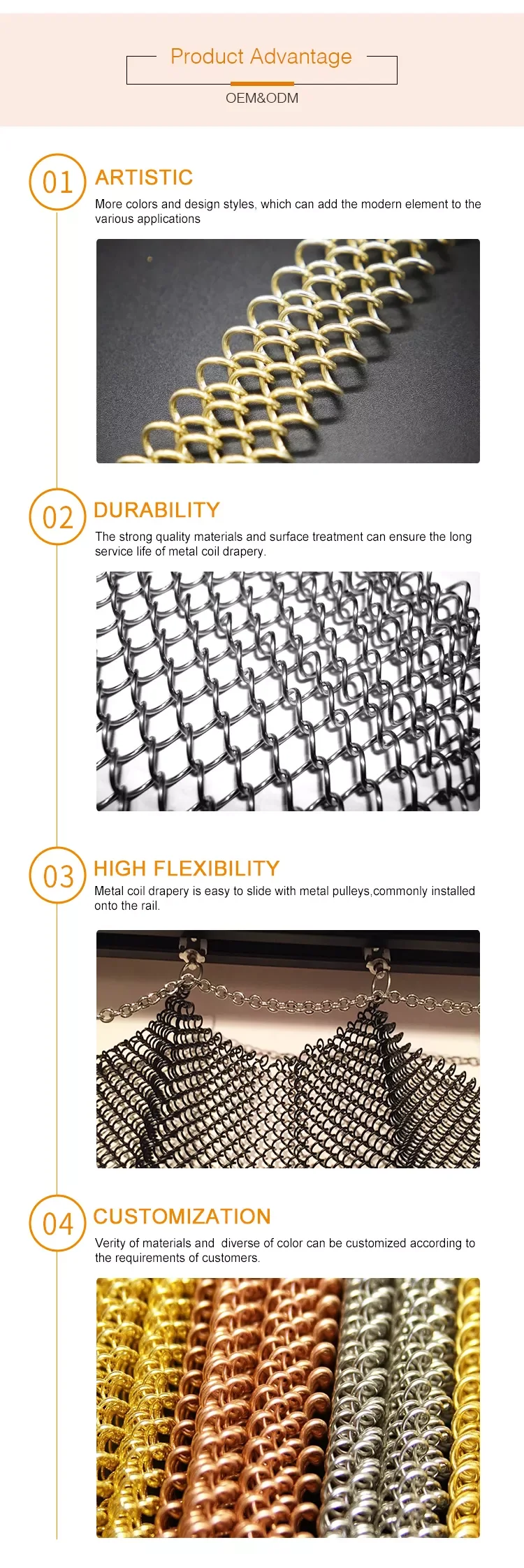 Decorative Coiled Wire Fabric Fabric Coil/metal Mesh Curtain For Home