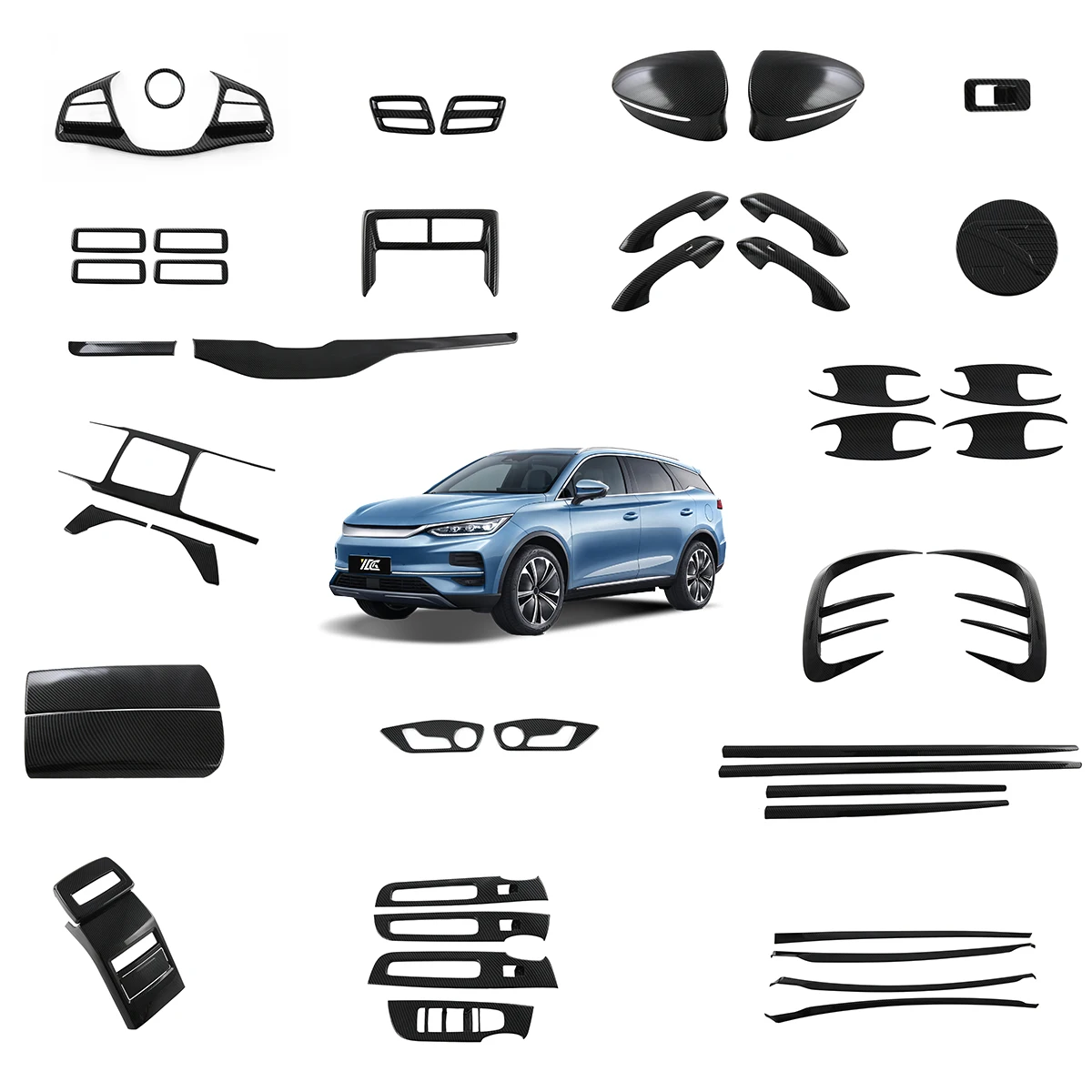 Декор рулевого колеса для BYD Tang Ev, аксессуары, накладки на руль из углеволокны, внутренние накладки на двери, панель переключения передач