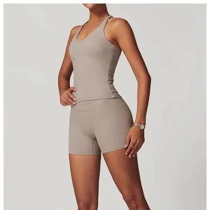 Women's Summer Fitness Bra and Pants Set XL Size Quick-Drying Antibacterial Yoga Sweat-Shaping Tight Breathable Customizable