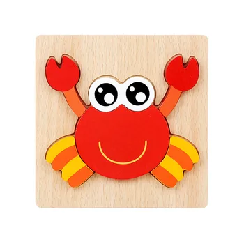 3D Wooden Puzzles Educational Cartoon Animals Early Learning Cognition Intelligence Puzzle