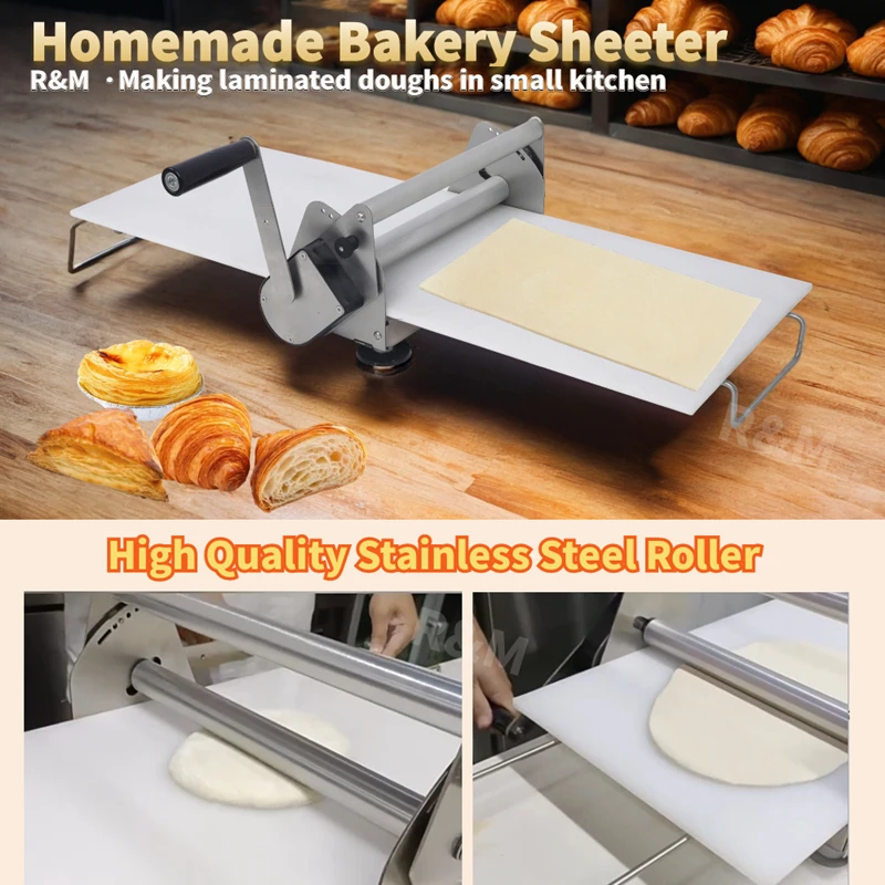Home Use Industrialroll Tabletop Mini Manual Food Dough Roller Daugh Sheeter Laminator Press Counter Top Hand Crank for Bakery