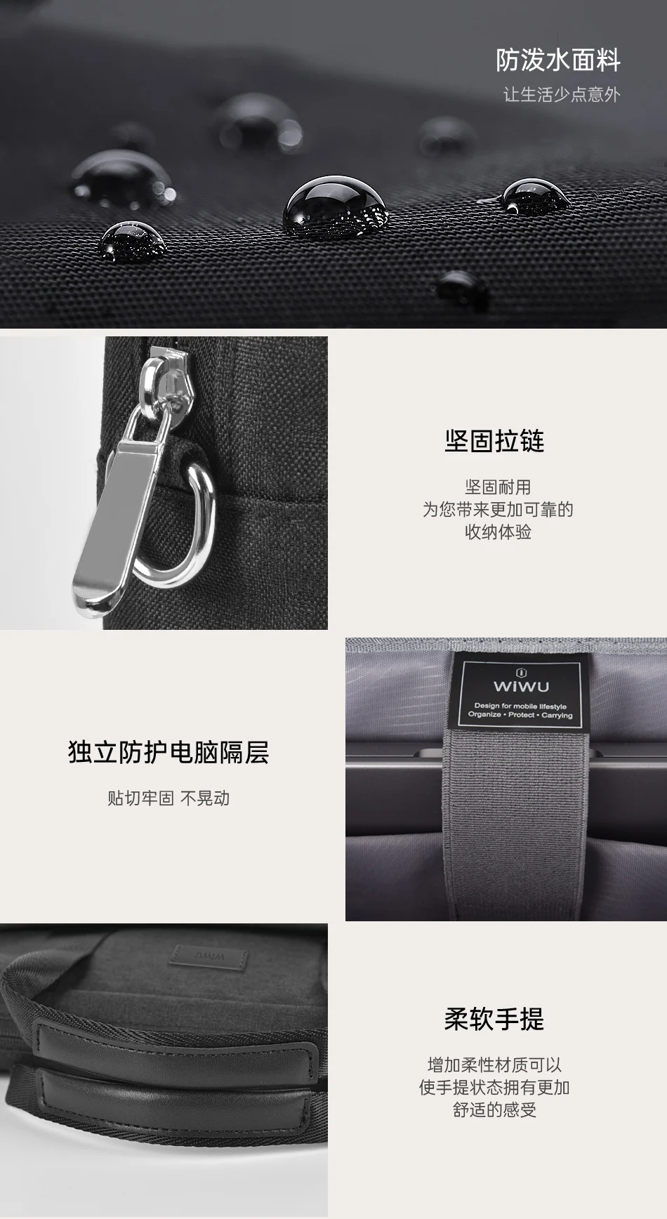 Wiwu Minimalist Laptop Sleeves Water Resistant Faux Fur Lining