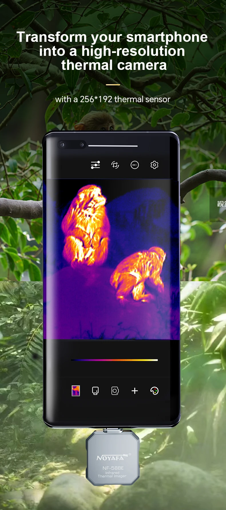 Nf588e Ir 256 * 192 Mini Telephoto Infrared Camera Night Vision For