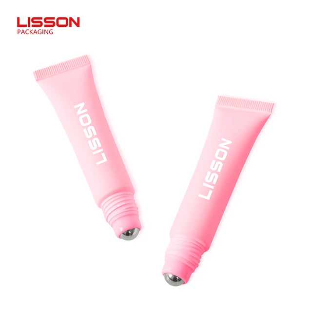 Custom Single Ball Massage Tube Pink Lip Gloss Oil Lip Balm Roller Tube Packaging for Eye Cream