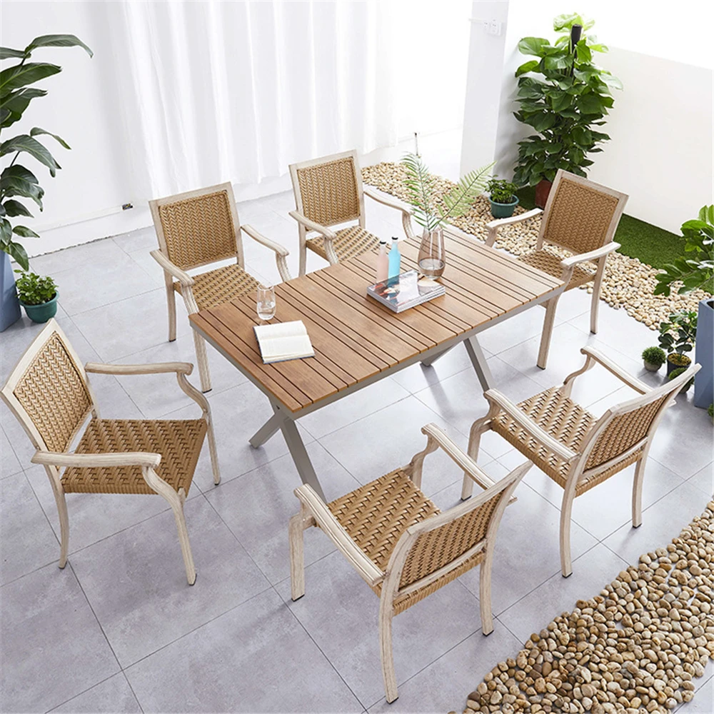 Outdoor rattan dining terrace cafe garden chair  wicker furniture set antique cane rattan chairs wood rattan nordic chairs