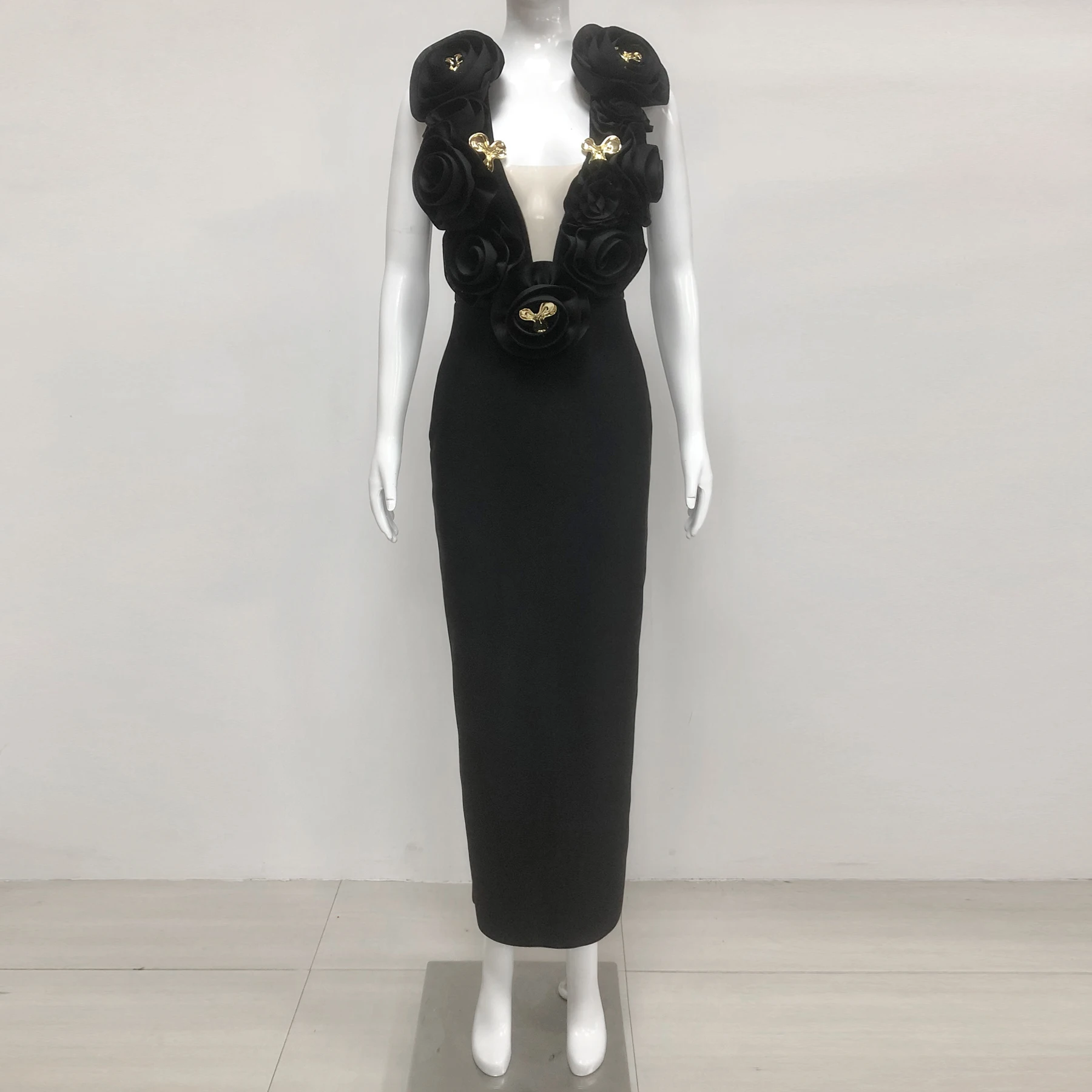 Elegant Floral Tea-Length Bodycon Evening Dress for Women  OEM