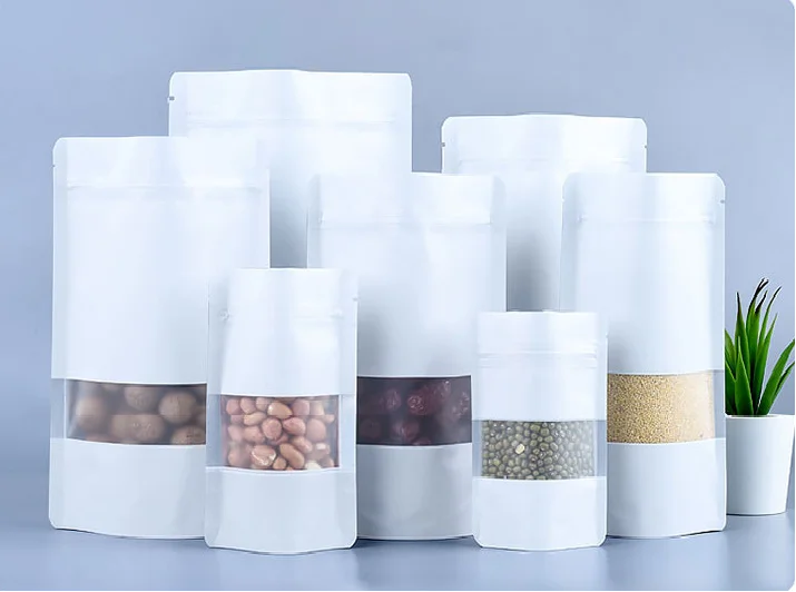 Customized Colorful Metalized Food Packaging Stand up Pouch With Zipper and Window Zip Lock Bag Plastic Zipper Bags