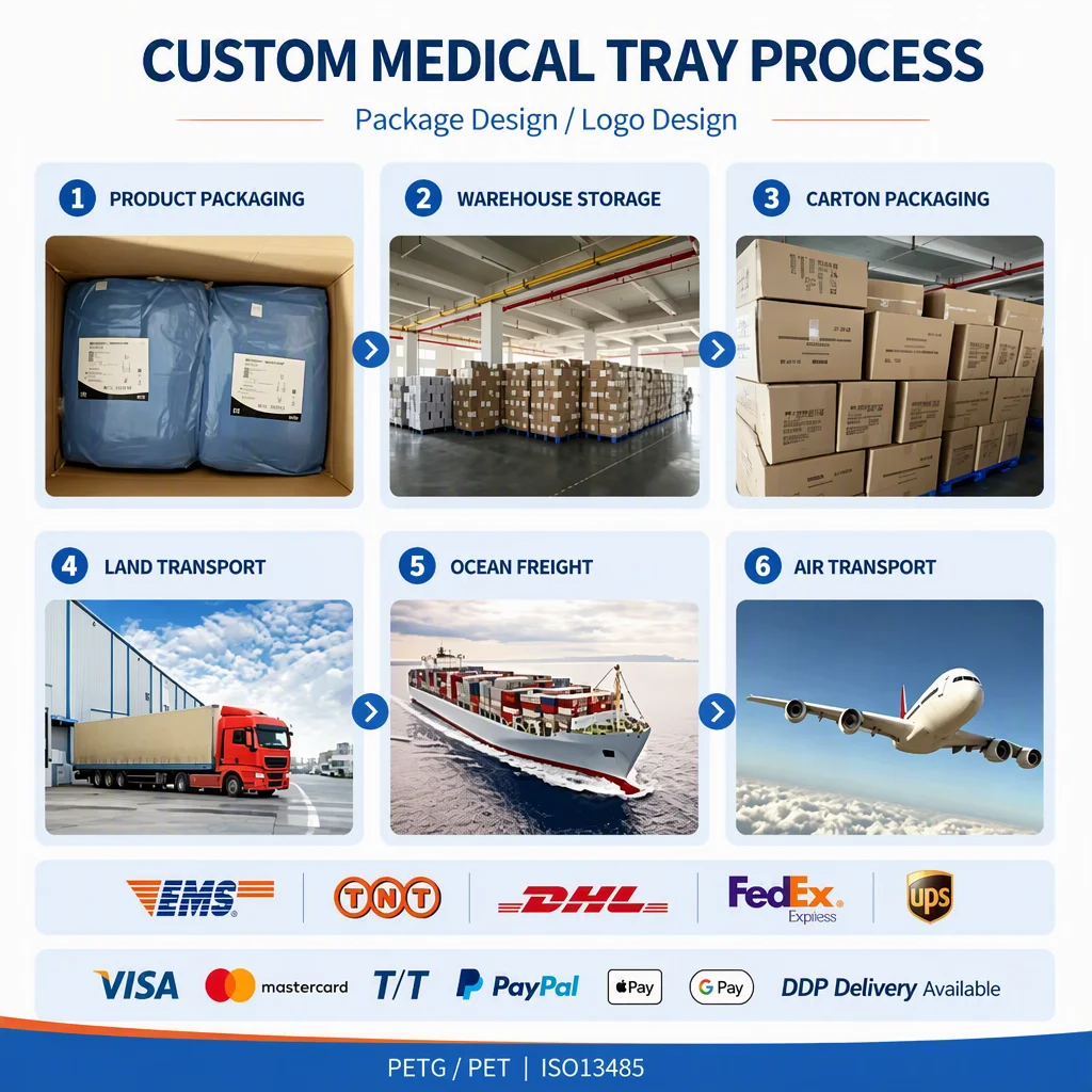 Customize Medical Tray Plastic Disposable Medical Device Tray PETG Medical Blister Professional Medical Packaging
