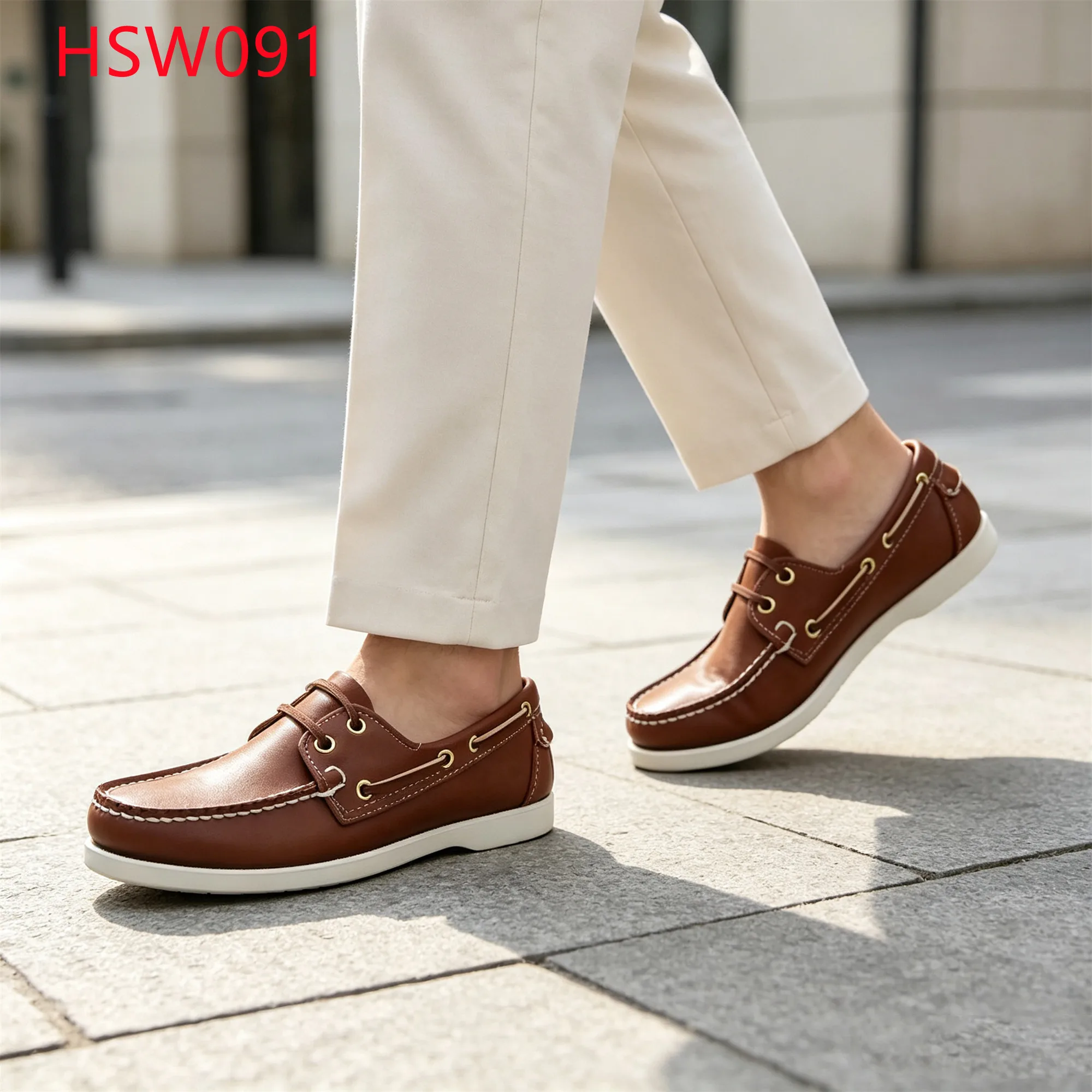 LXG,Beach Resort Lace-up Style Brown Hua Singh Penny Shoes Blister Prevention Cow Leather Made Low-MOQ Moccasin Shoes HSW091