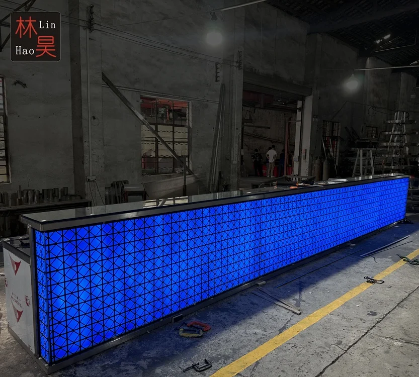 Custom Glass Restaurant Bar Counter Design,Glowing Bar Counter,Light Up