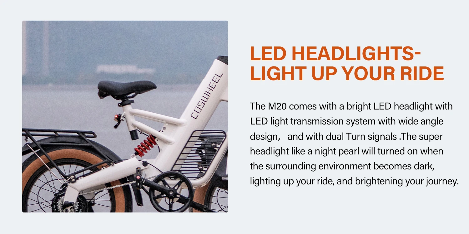 Us Warehouse Coswheel M20 Fat Tire Electric City Bike With Front Basket