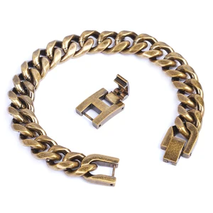 Customizable Retro Yellow Gold Stainless Steel Curb Chain for Bracelet Wholesale Fashion Charm Necklace for Bracelet