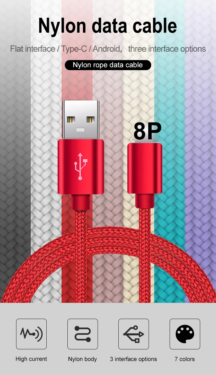 High Quality Nylon Braided Apple Usb Data Cable 1m 2m 3m Fast Charger