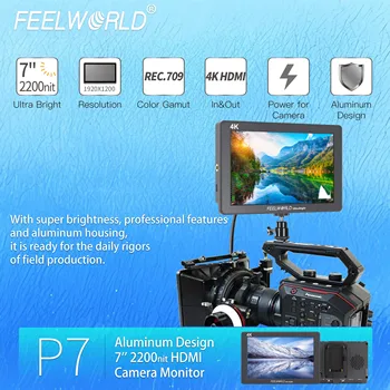 FEELWORLD P7 7 Inch DSLR Camera Field Monitor, Dual Battery Plate, Power Out for Camera, OEM/ODM Welcome, Bulk Discount detail image